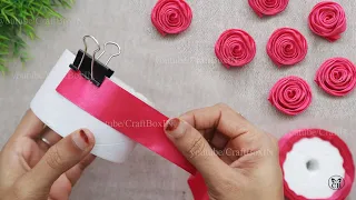 Amazing satin ribbon flower trick / easy rose making with a glass ribbon flower crafts ideas