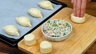 Appetizer ready in 25 min, for any event - puff pastry spiral, with ham and spinach