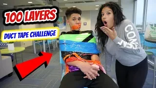 100 LAYERS OF DUCT TAPE CHALLENGE! *Extreme* (Watch until end😂)