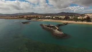 Caleta de Fuste landscape, Fuerteventura, Canary Islands, Spain 2018.02 aerial video