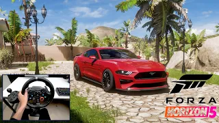 Forza horizon 5 - Ford Mustang GT | Steering wheel gameplay