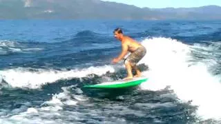 SUP Wake Surfing behind 2 Boats