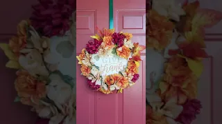 Dollar Tree Fall Wreath DIY 🍁 SUPER EASY 🍁 Thanksgiving Decor #Shorts