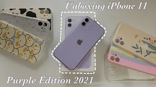 ✨ Aesthetic iPhone 11 2021 unboxing (purple 128gb) + accessories | ASMR Unboxing | Indonesia