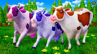 The Magical Color Cows Running and Swimming Animals | Wild & Farm Animals Attack on Cows