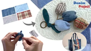 how to sew a denim tulip key chain tutorial, denim projects , old jeans reuse ideas ,tulip key chain