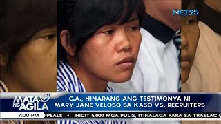 CA , Hinarang ang testimonya ni Mary Jane Veloso sa kaso vs  recruiters