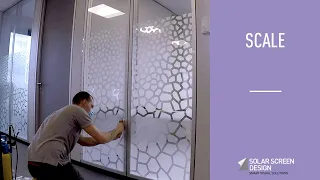 Installation of the Scale decorative window film by Solar Screen