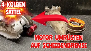 ROLLER-MOTOR AUF SCHEIBENBREMSE UMRÜSTEN | Minarelli Motor + 4-Kolben Bremssattel