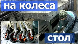 ПОЛ тонны на самодельные колеса! Как это? Поставил тяжёлый сварочный стол на поворотные колеса!