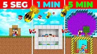 ¡CONSTRUIMOS EL BUNKER MÁS SEGURO de MINECRAFT! 😎⏰ EN 5 SEGUNDOS VS 1 MIN VS 5 MIN 😱 MINECRAFT