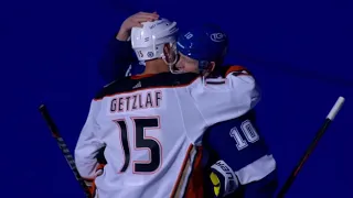 Tampa Bay Lightning Players Pay Their Respects To Ryan Getzlaf Prior To His Retirement