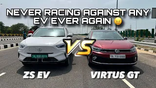 VW VIRTUS VS MG ZS EV DRAG RACE | 200KMPH+ still couldn’t keep up 😥