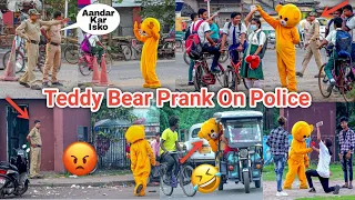 Teddy Bear Bakchodi On Road 🤣| Police Reaction 😳| Crazy Teddy