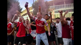 Man City fans at Arsenal. Scenes and pyro as Arsenal win. Loud rendition of North London Forever.