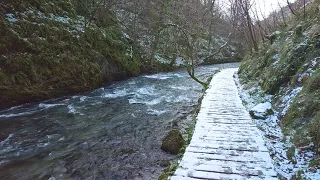 Dovedale to Milldale Winter Snow Walk, English Countryside 4K