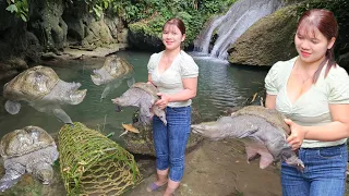 Girl weaves giant cage to trap turtles, ends up selling 9kg.life on Girl's survival on the lake