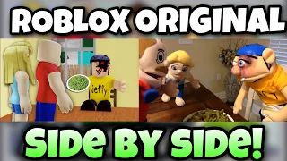 SML Movie: Jeffy's Green Bean Allergy! ROBLOX VS ORIGINAL - Side By Side!