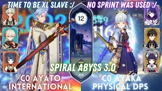 C0 Ayato International & C0 Ayaka Physical DPS | Spiral Abyss 3.0 Floor 12 - 9⭐