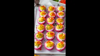 Easy Beet-Dyed Deviled Eggs for Easter!