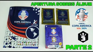 Álbum Copa América USA 2024 de 3 REYES: APERTURA 50 SOBRES Colección 2 en 1 (2DA PARTE)