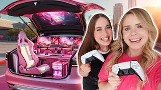 WE BUILT A SECRET GAMING ROOM IN MY CAR!