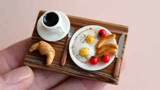 A set of miniature foods for Dollhouse and dolls. Breakfast. Tutorial. DIY. Миниатюрный завтрак.