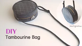 DIY Tambourine Bag | Quilted Round Bag Making | How to Sew Piping | Free Pattern