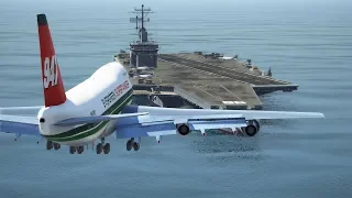 Boeing 747-200 Supertanker Emergency Landing On Aircraft Carrier | GTA 5