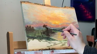 PAINT WITH ME🌅 evening pond painting process