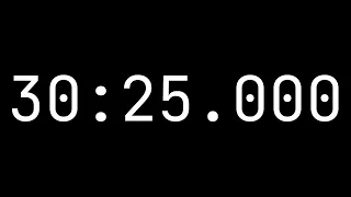 Countdown timer 30 minutes, 25 seconds [30:25.000] - White on black with milliseconds