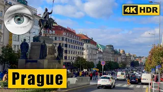 Prague Autumn Walking Tour: Wenceslas Square - Old Town Square 🇨🇿 Сzech Republic 4k HDR ASMR
