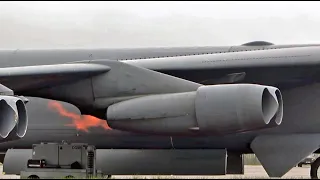 B-52 Flaming Start Up And Departure RAF Fairford 04/04/22