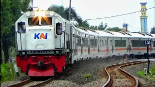 LOKO CC 201 TENAGA SUPER!! || NONTON KERETA API SORE DI BARAT STASIUN LAMONGAN