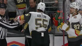 Keegan Kolesar Slow To The Bench After Collision With Riley Sheahan