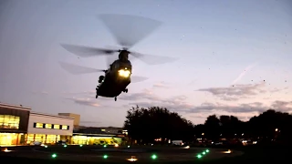 RAF Chinook helicopter Landing At Local Hospital