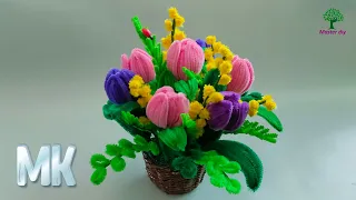 Тюльпаны из синельной проволоки своими руками Цветы из синельной проволоки Легко и простоMaster diy