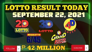 9PM LOTTO RESULT TODAY SEPTEMBER 22, 2021 | 2D | 3D | 4D | 6/45 | 6/55| LOTTO DRAW RESULT TODAY