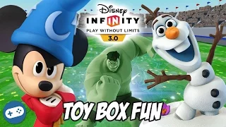 Mickey Mouse Hulk and Olaf Disney Infinity 3.0 Toy Box Fun Gameplay