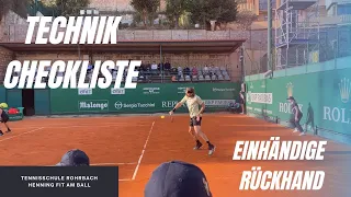 Tennis Lernen - Technik Checkliste für die einhändige Rückhand!