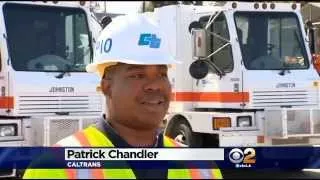 CBS2's Stephanie Simmons Discusses Necessity Of CalTrans Sweepers During Busy Hours