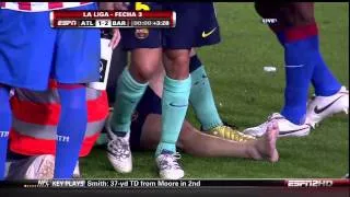 Messi Injury Barcelona vs Atletico madrid 2-1 9/19/10