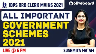 RRB Clerk Mains 2021 | All Important Government Schemes 2021 for Bank Exam | By Sushmita Ma'am