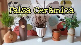 DIY- Vasos, falsa Cerâmica em vidro, plástico, lata e papelão/ Decoração/Reciclagem