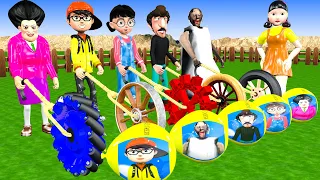 Scary Teacher 3D vs Squid Game WoodWheel Level Max vs Domino Honeycomb Candy Shape 5 Times Challenge