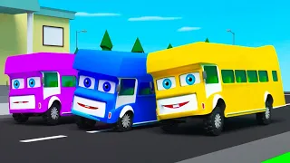 Rainbow Buses Song | Wheels On The Bus Go Round and Round | Baby Songs - Nursery Rhymes & Kids Songs