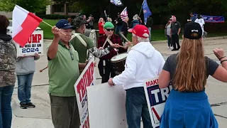 Trump supporters outside of Clinton Township, Michigan rally