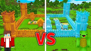 Mikey ICE VILLAGE vs JJ FIRE VILLAGE Survival Battle in Minecraft (Maizen)