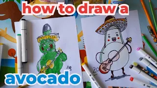 How To Draw a funny Avocado mariachi 79