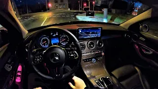 Mercedes-Benz C300 AMG-Line 254HP - Night POV Test drive - Ambient lights - Fuel consumption